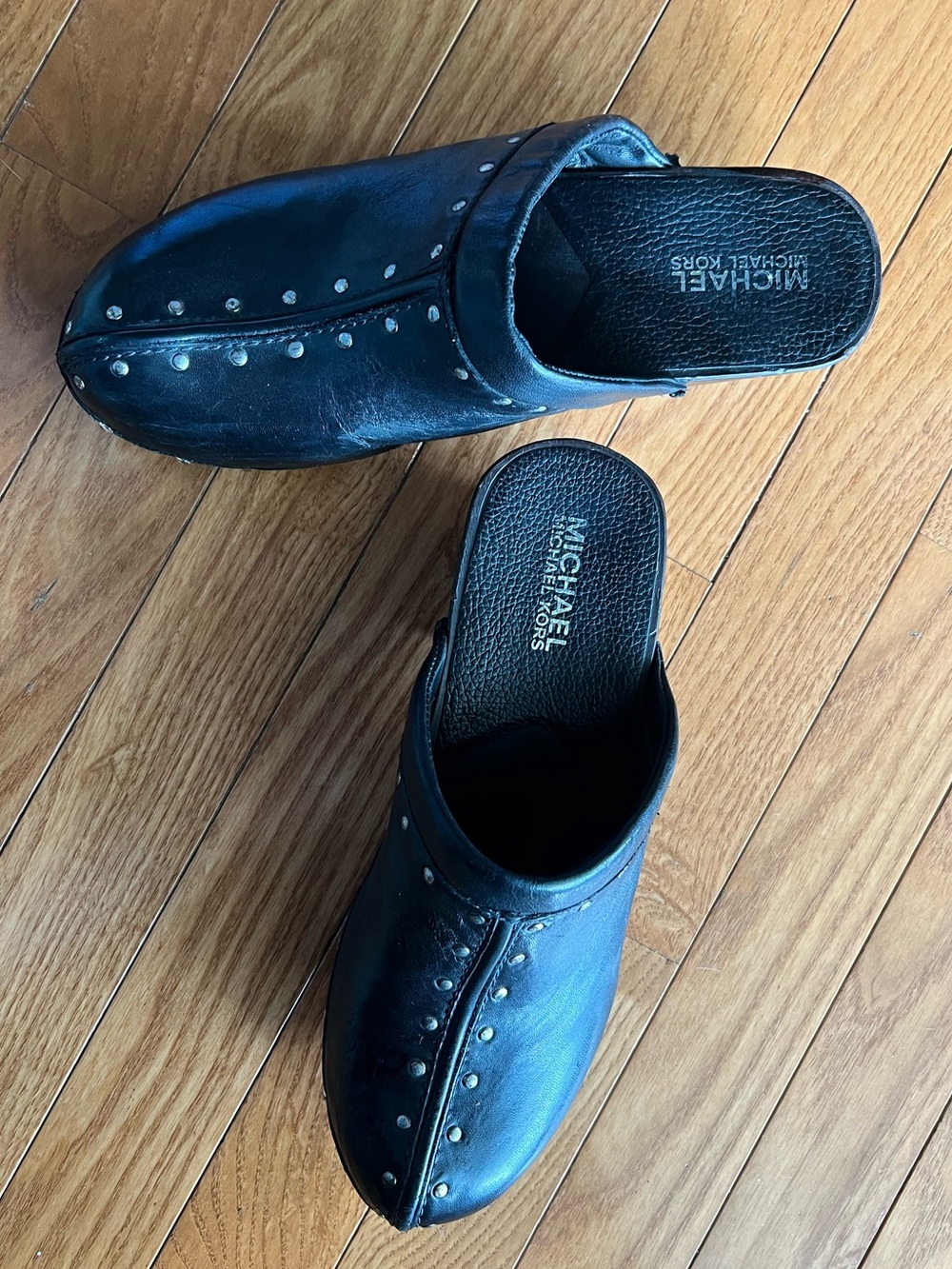 Michael Kors Black Studded Leather Clogs - Picture 3 of 3